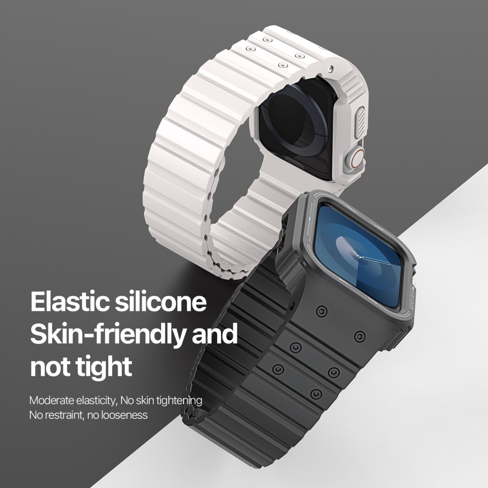 Apple Watch 45mm Series 9 OA Series Hülle + Armband aus Silikon weiß