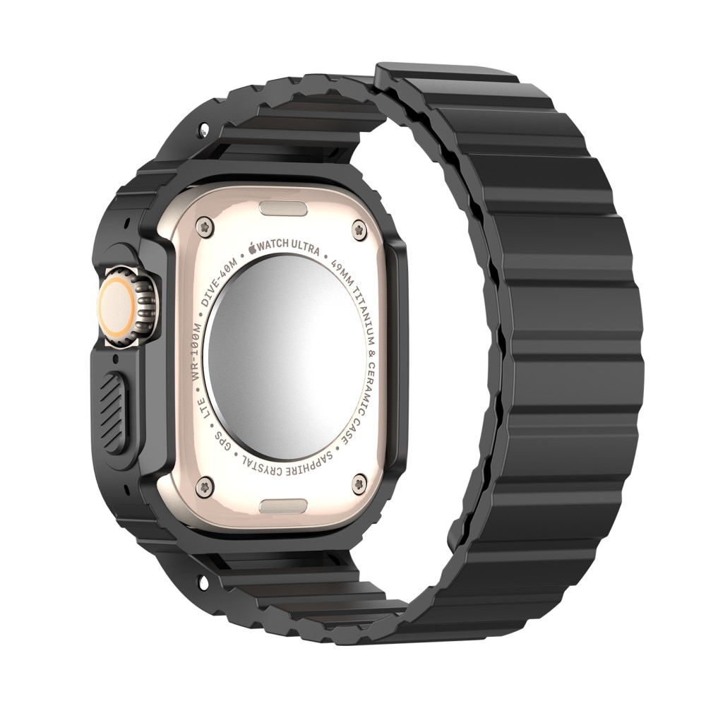 Apple Watch Ultra 49mm OA Series Hülle + Armband aus Silikon schwarz