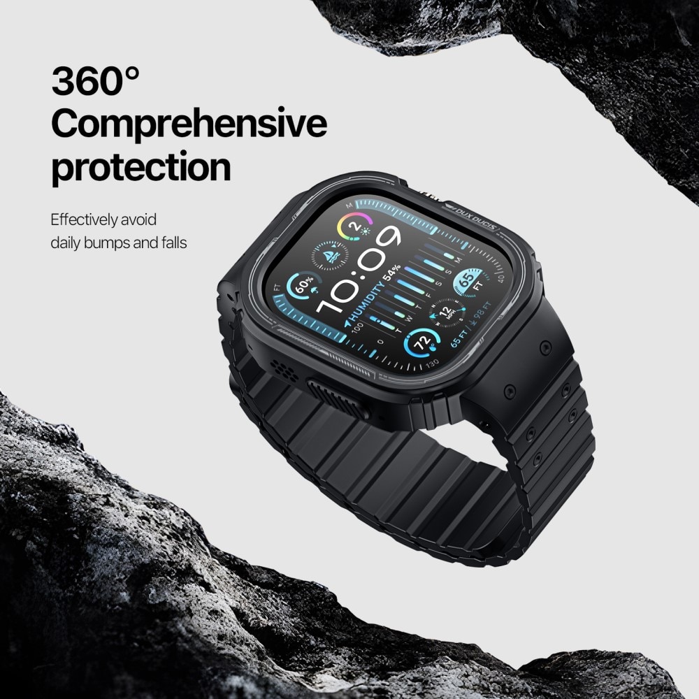 Apple Watch Ultra 49mm OA Series Hülle + Armband aus Silikon schwarz