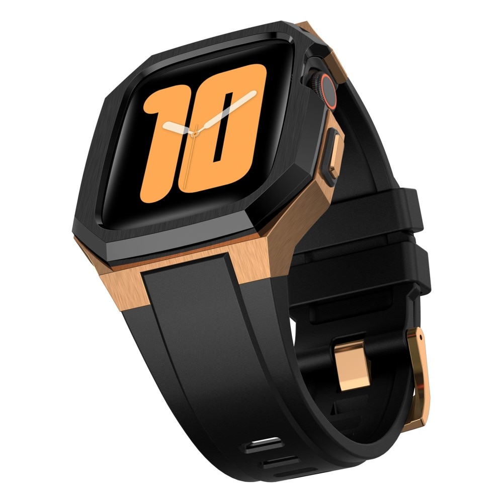 Apple Watch SE 44mm Stainless Steel Hülle + Armband schwarz/gold