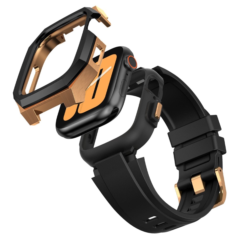Apple Watch SE 44mm Stainless Steel Hülle + Armband schwarz/gold