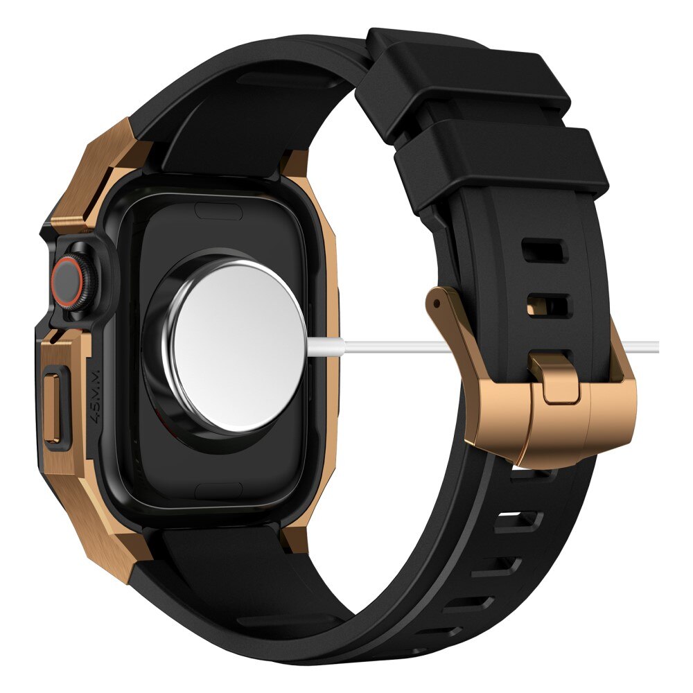 Apple Watch 45mm Series 9 Stainless Steel Hülle + Armband schwarz/gold