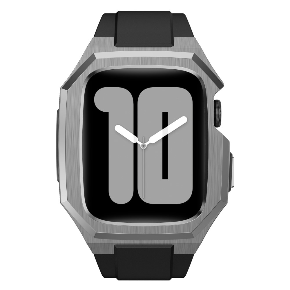 Apple Watch 45mm Series 7 Stainless Steel Hülle + Armband silber/schwarz