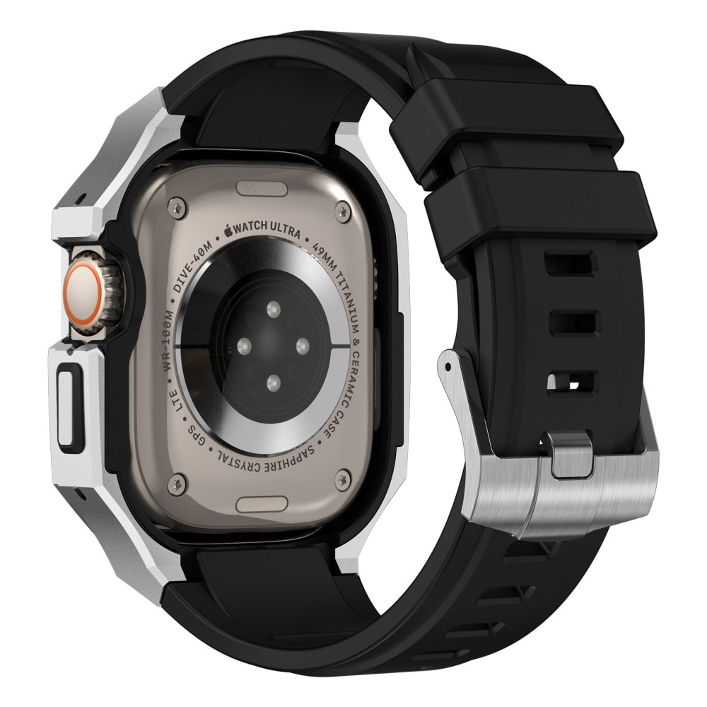 Apple Watch Ultra 49mm Stainless Steel Hülle + Armband silber/schwarz