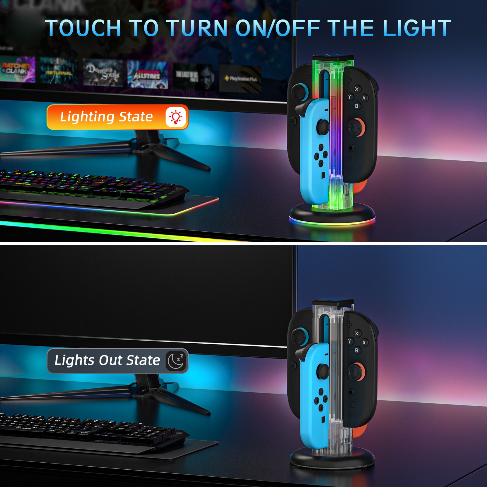 Joy-Con Ladeständer mit RGB-Beleuchtung Nintendo Switch 2 Schwarz