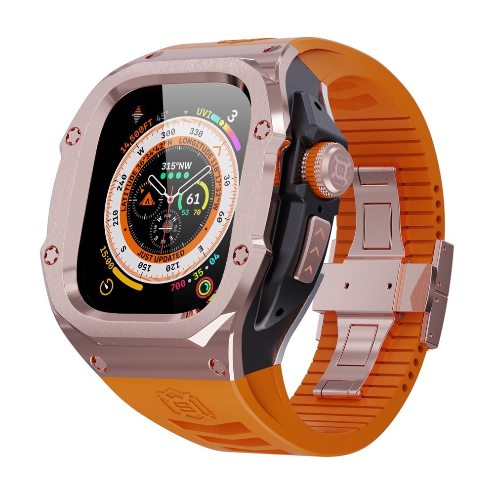 High Brushed Metal Hülle mit Armband Apple Watch Ultra 49mm Rose/Orange