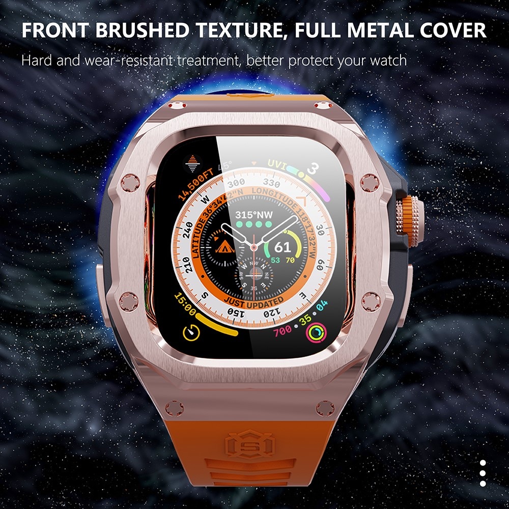 High Brushed Metal Hülle mit Armband Apple Watch Ultra 49mm Rose/Orange