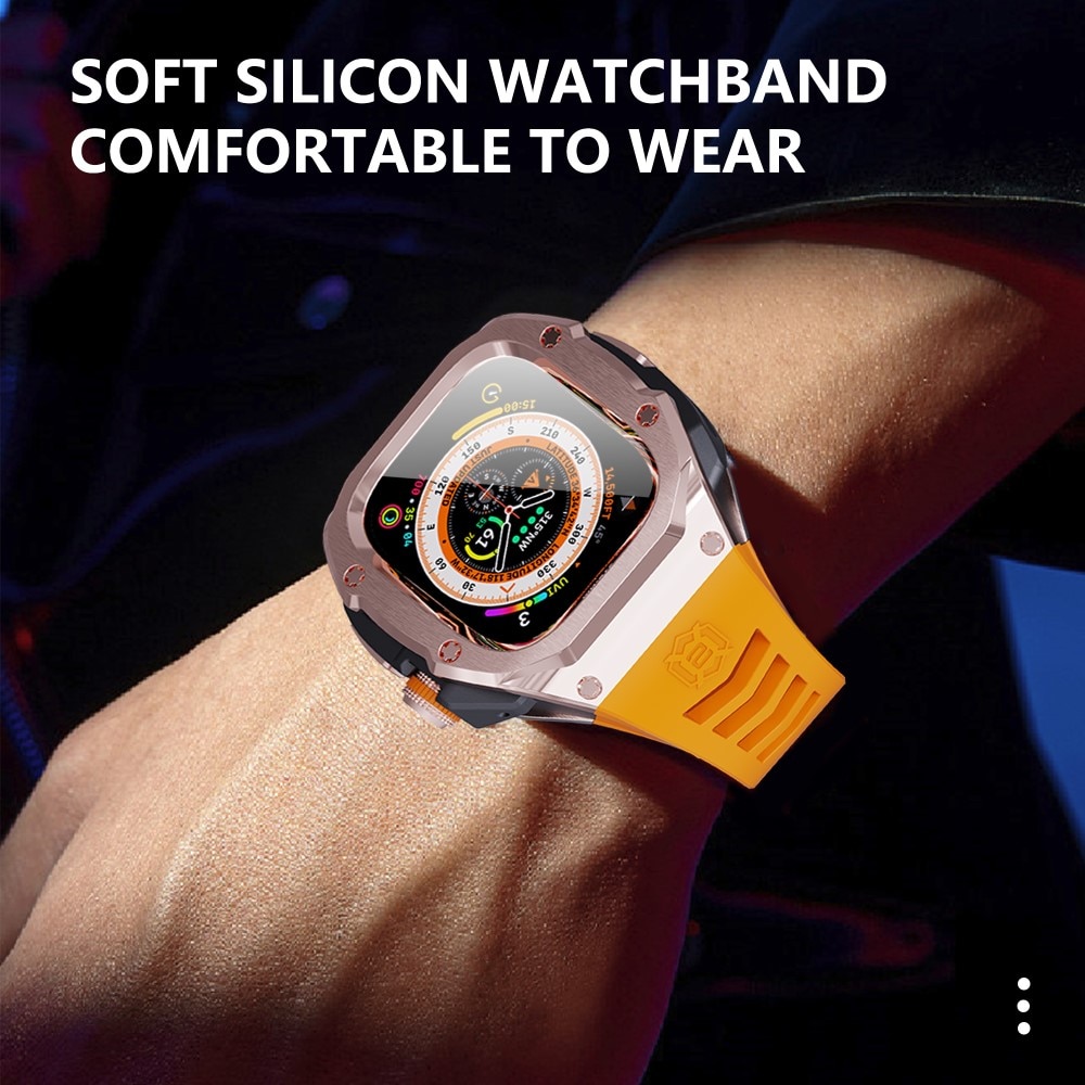 High Brushed Metal Hülle mit Armband Apple Watch Ultra 2 49mm Rose/Orange