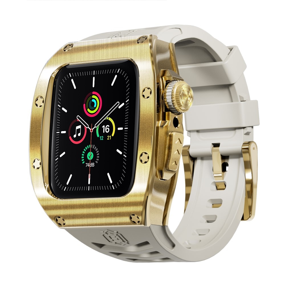High Brushed Metal Hülle mit Armband Apple Watch 45mm Series 8 Gold/White