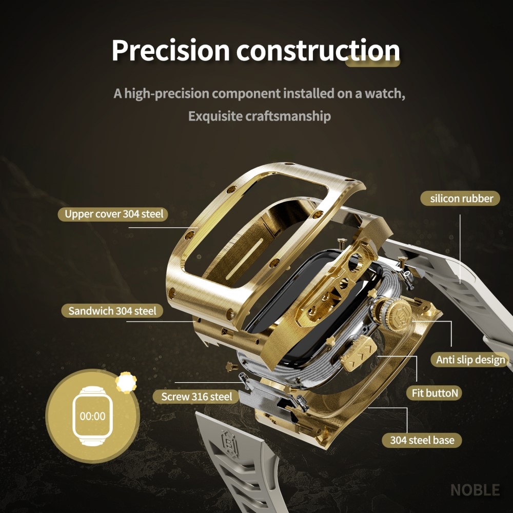 High Brushed Metal Hülle mit Armband Apple Watch SE 44mm Gold/White