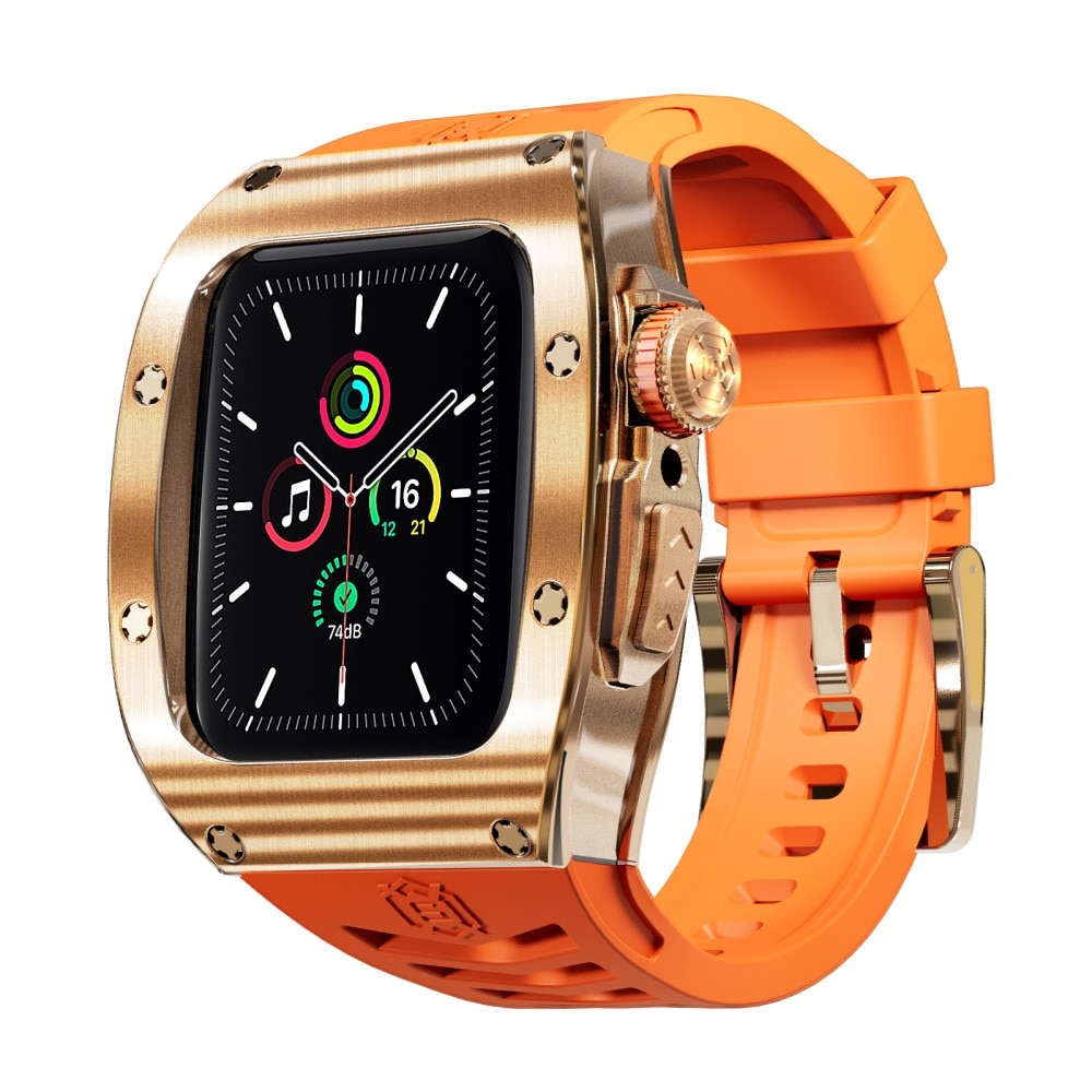 High Brushed Metal Hülle mit Armband Apple Watch 45mm Series 7 Rose/Orange