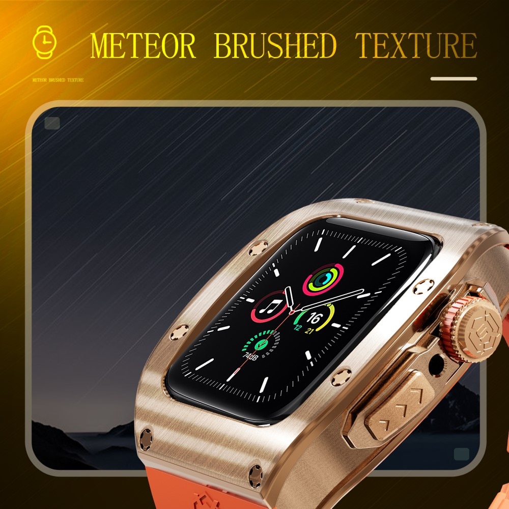 High Brushed Metal Hülle mit Armband Apple Watch 45mm Series 8 Rose/Orange