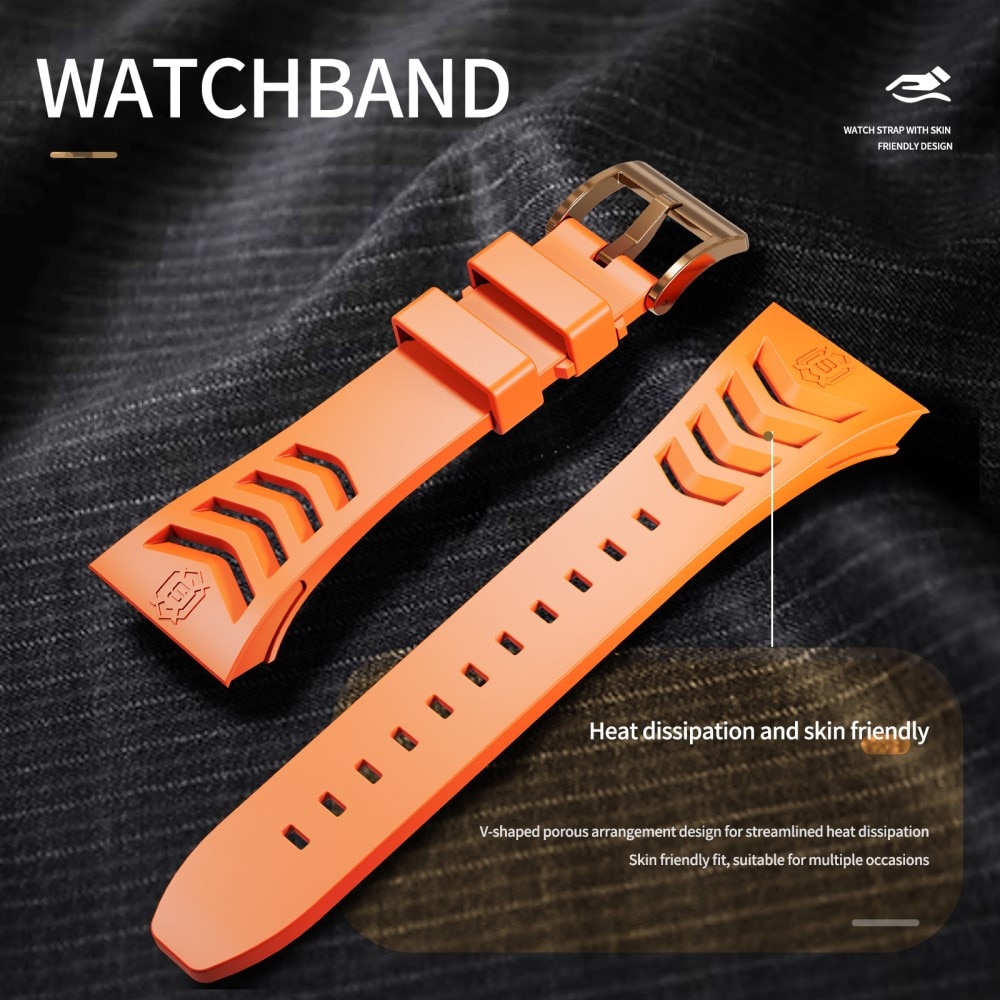High Brushed Metal Hülle mit Armband Apple Watch 45mm Series 7 Rose/Orange