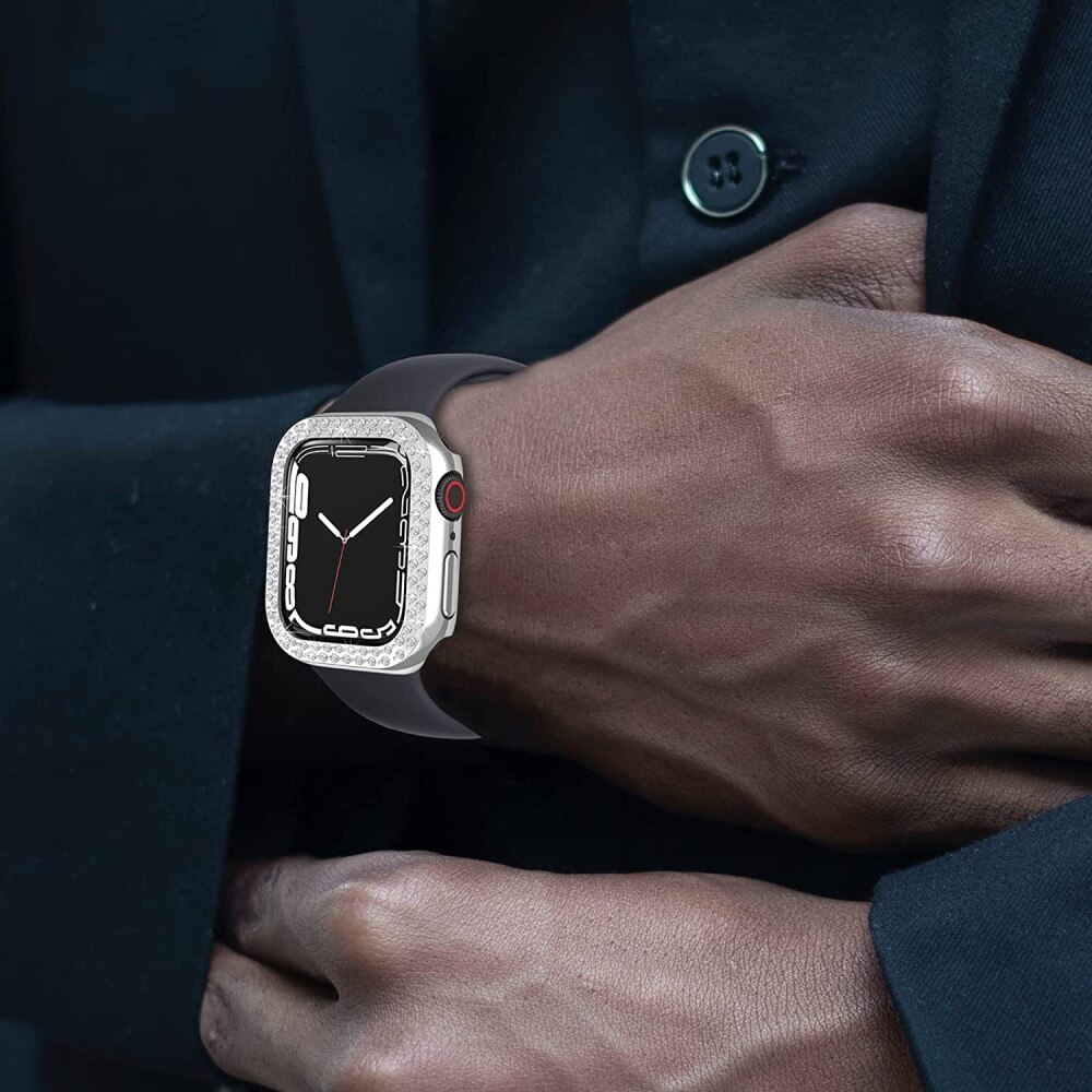 Apple Watch 45mm Series 8 Rhinestone Hardcover Silber