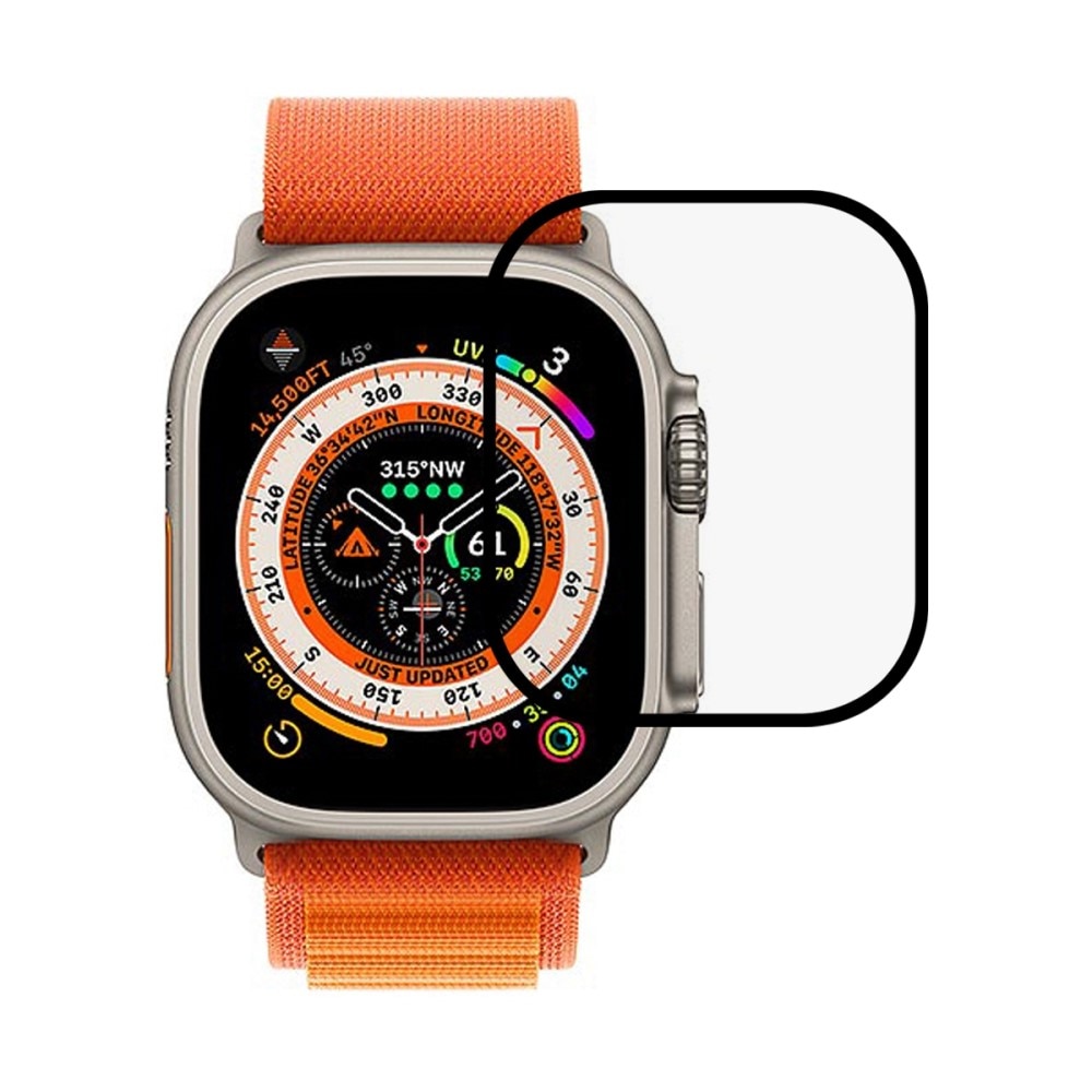Apple Watch Ultra 49mm Vollabdeckendes Panzerglas Schwarz