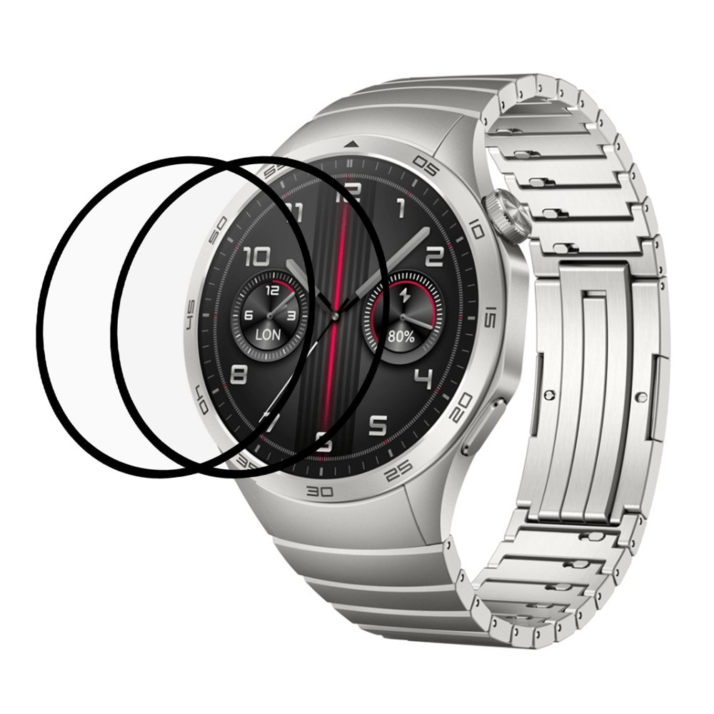 Huawei Watch GT 4 46mm Vollabdeckendes Panzerglas Schwarz (2 Stück)