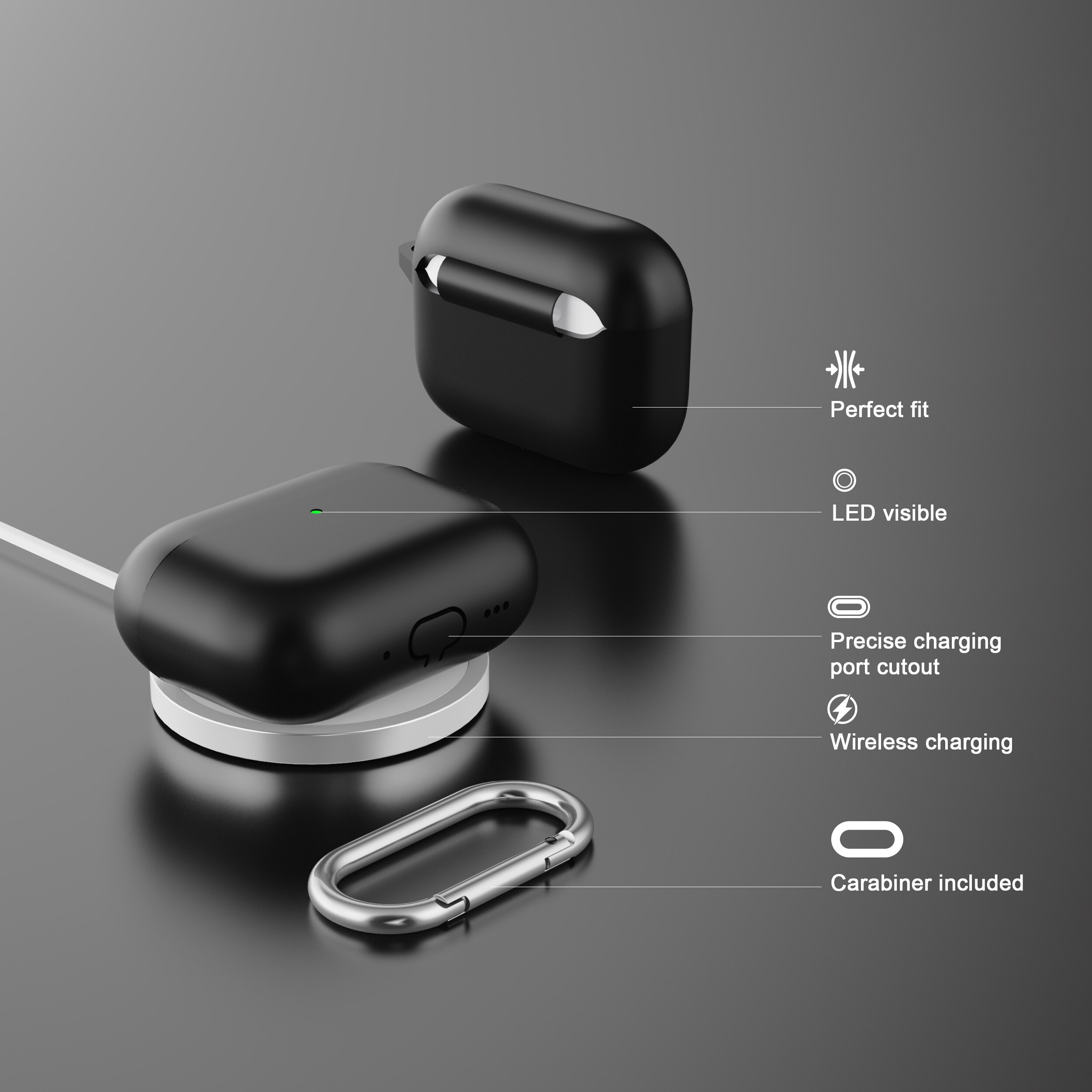 Apple AirPods Pro 3 Silikonhülle mit Karabiner-Ring Weiß