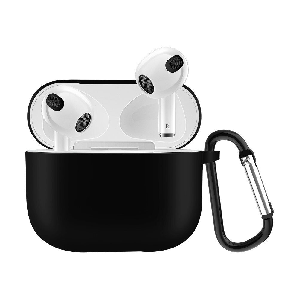 AirPods 3 Silikonhülle mit Karabiner-Ring Schwarz