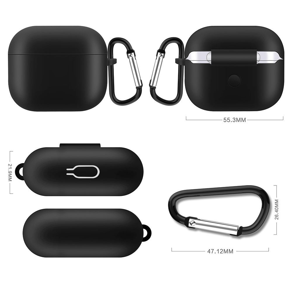 AirPods 3 Silikonhülle mit Karabiner-Ring Schwarz