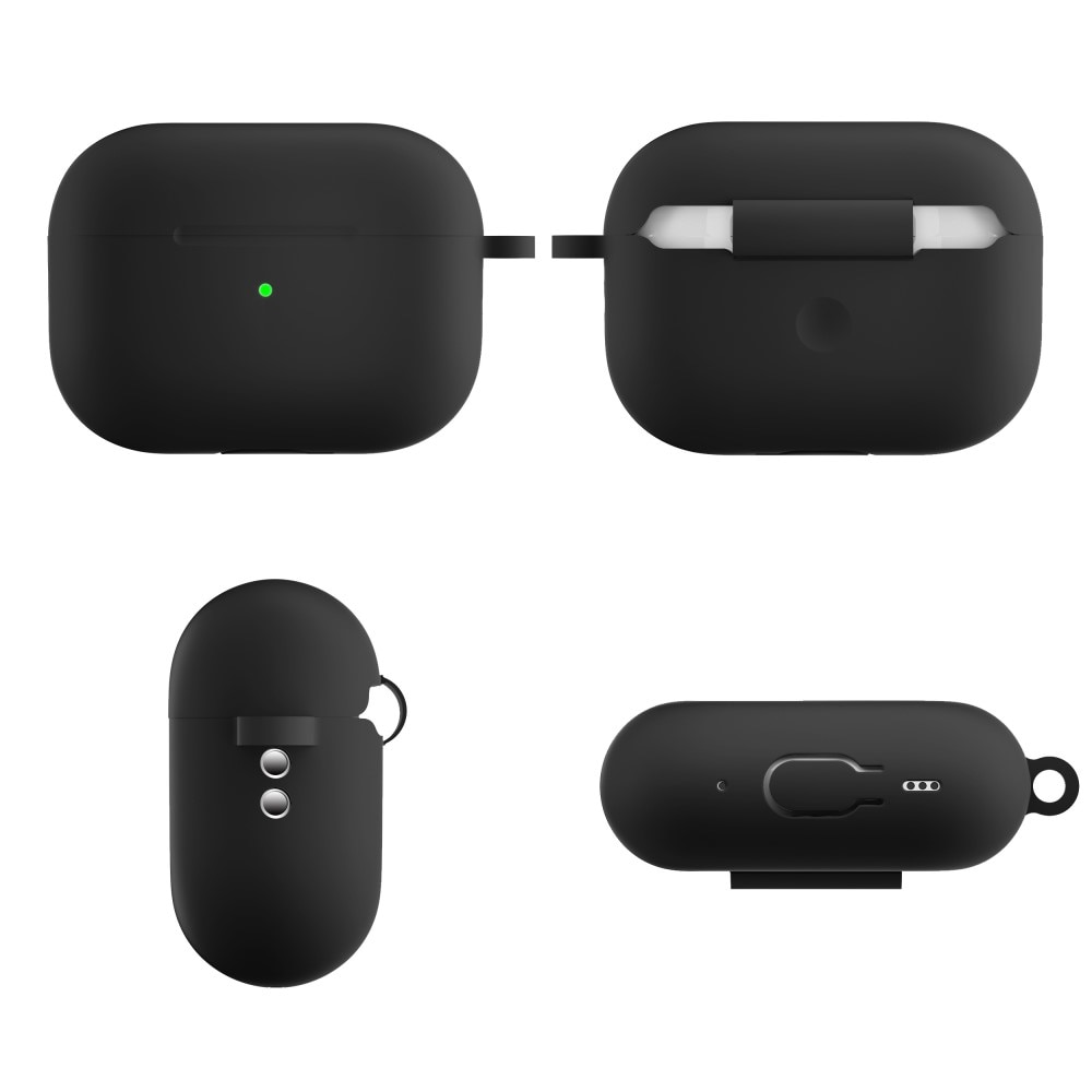 Apple AirPods Pro 2 Silikonhülle mit Karabiner-Ring Schwarz