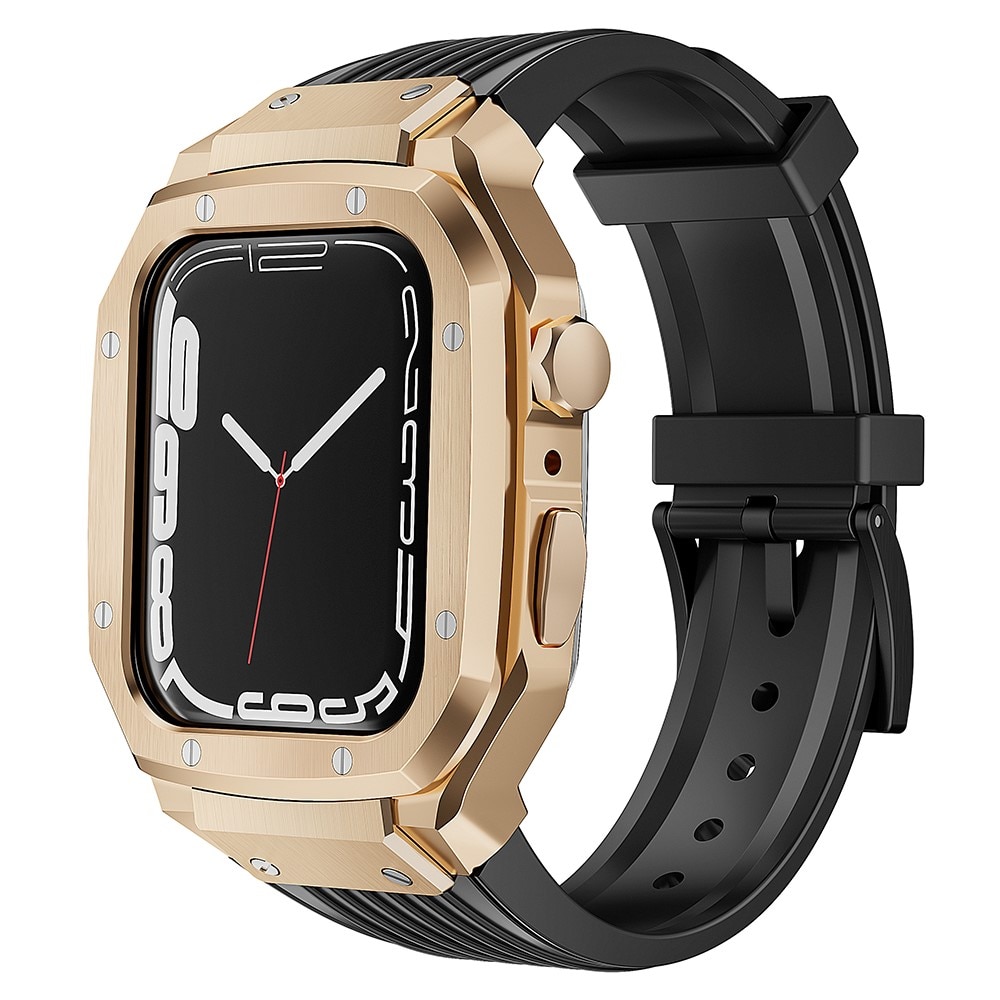 Apple Watch 45mm Series 9 Adventure Metall-Hülle + Armband schwarz/roségold