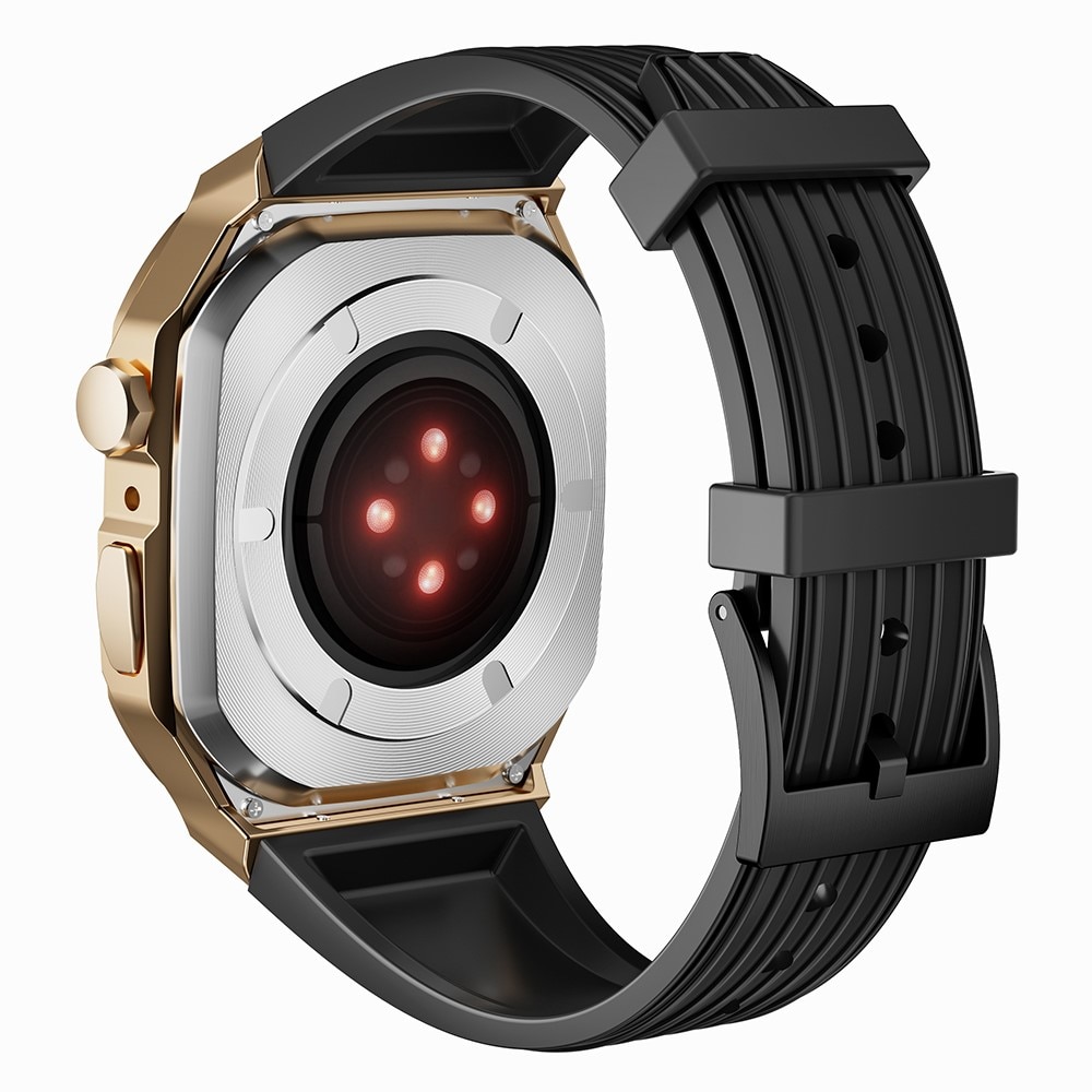 Apple Watch 45mm Series 9 Adventure Metall-Hülle + Armband schwarz/roségold