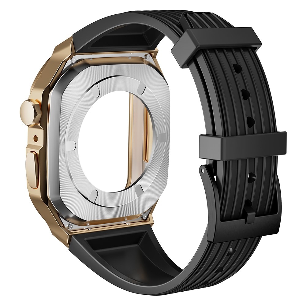 Apple Watch 45mm Series 8 Adventure Metall-Hülle + Armband schwarz/roségold