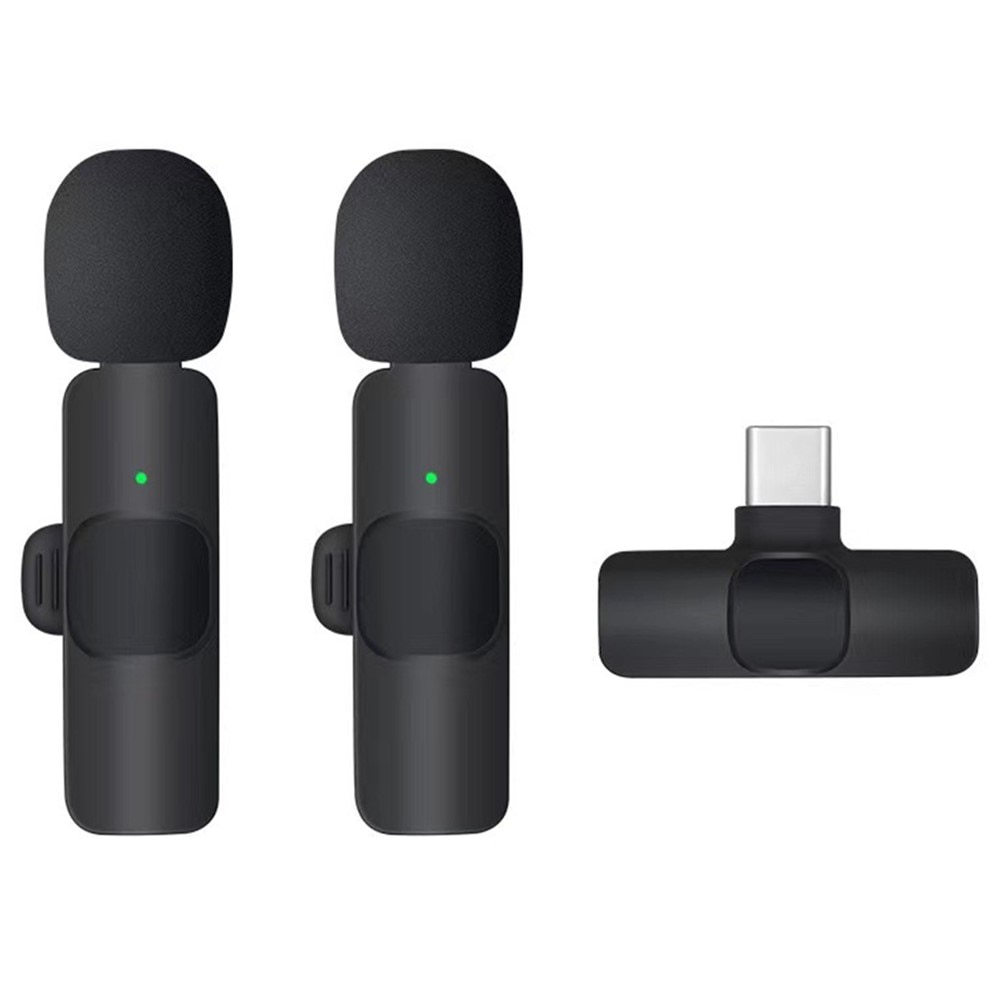 2 Kabellose Mikrofone mit USB-C-Empfänger, schwarz