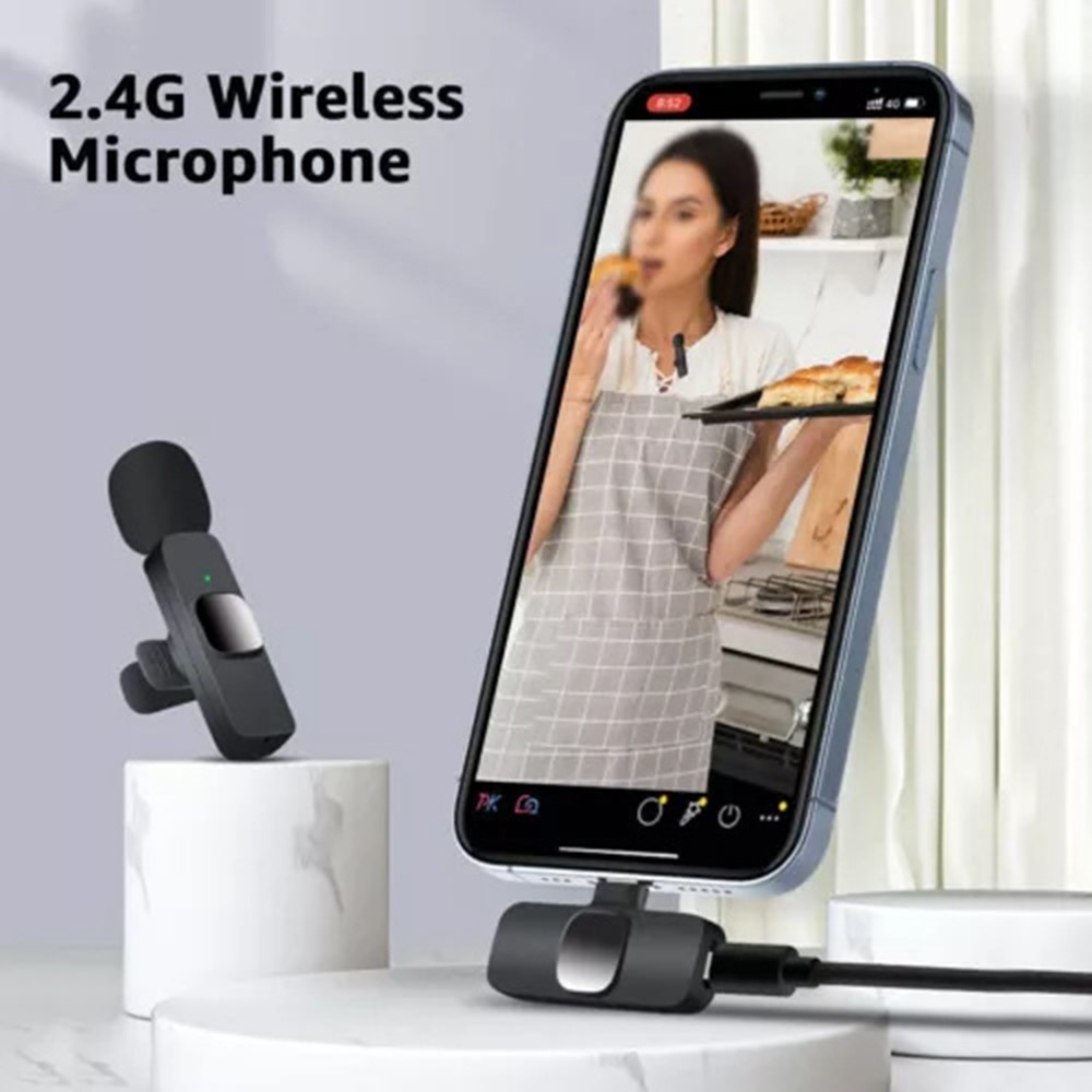 2 Kabellose Mikrofone mit USB-C-Empfänger, schwarz