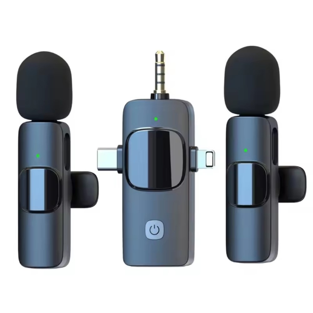 2 Kabellose Mikrofone mit USB-C / Lightning -Empfänger, schwarz