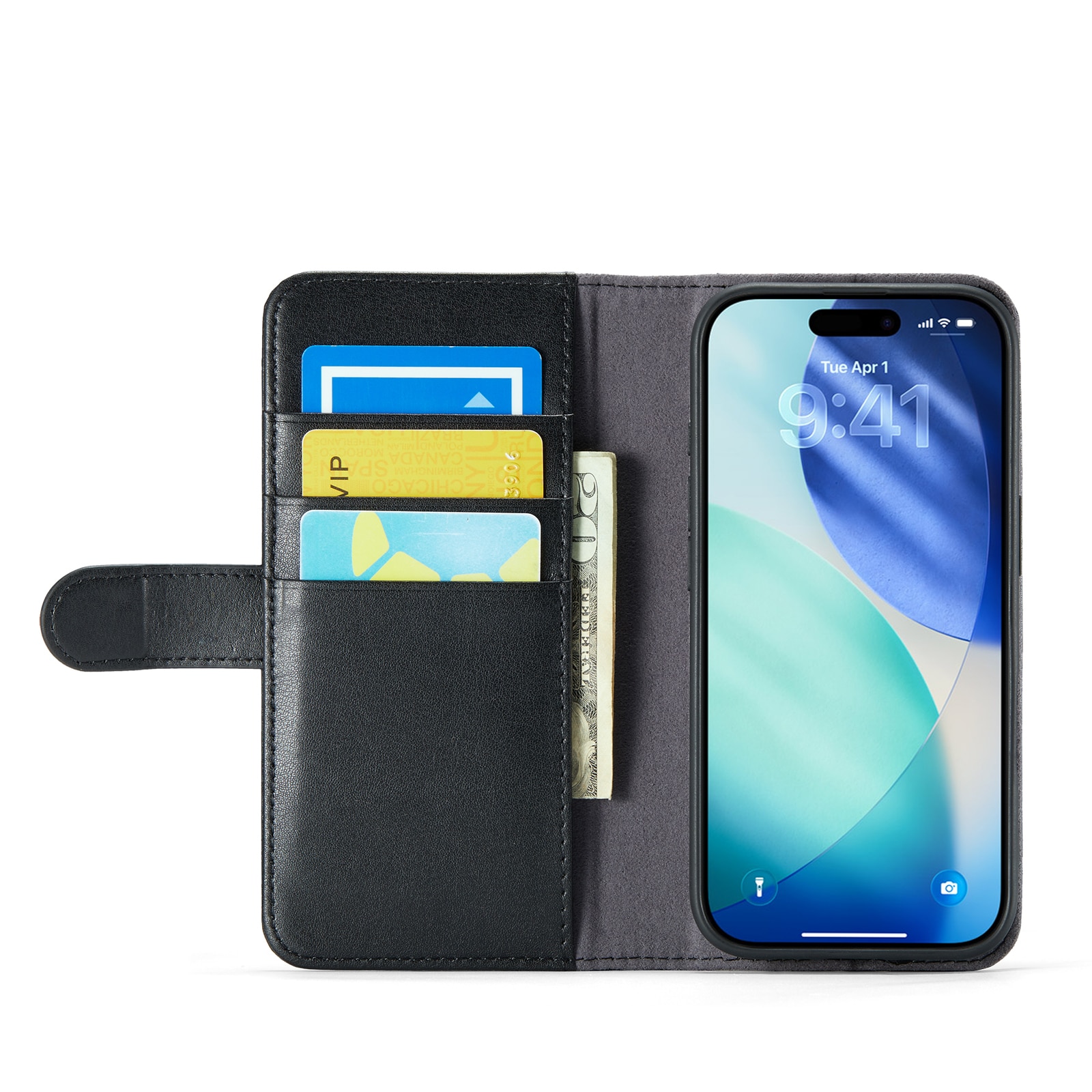 iPhone 17 Echtlederhülle Schwarz