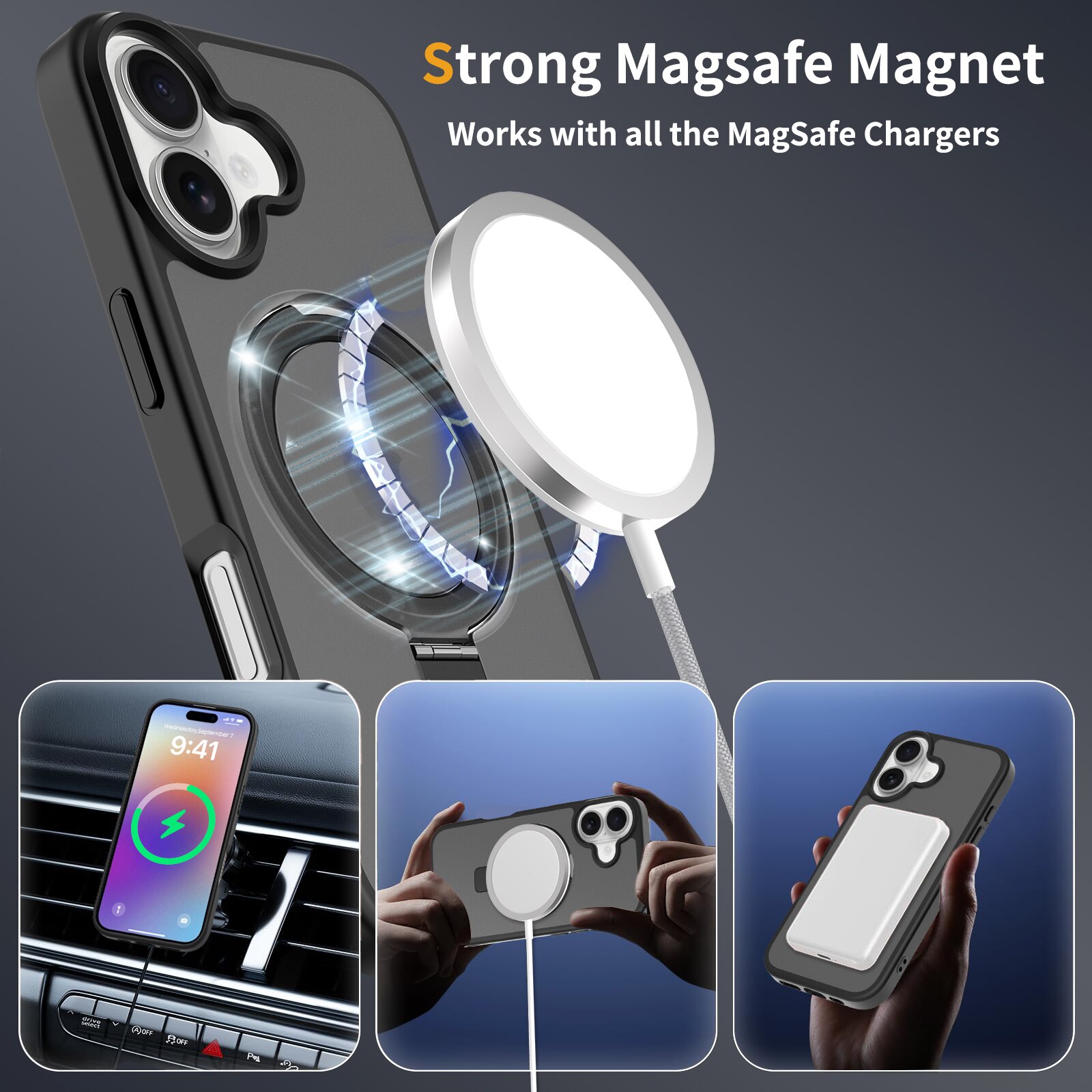 iPhone 17 Hybrid-Hülle Magnetic Ring Schwarz