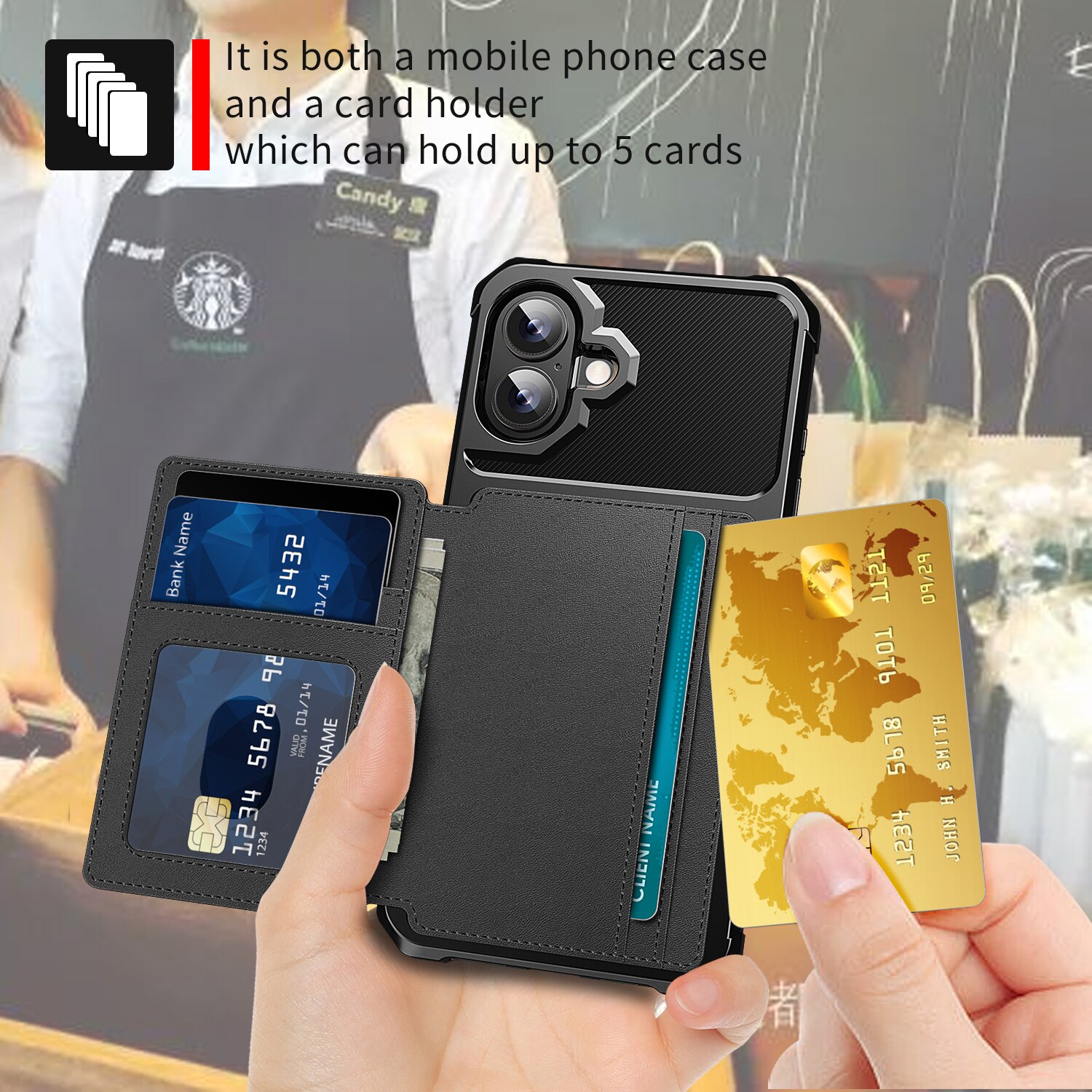 iPhone 17 Tough Multi-slot Hülle Schwarz