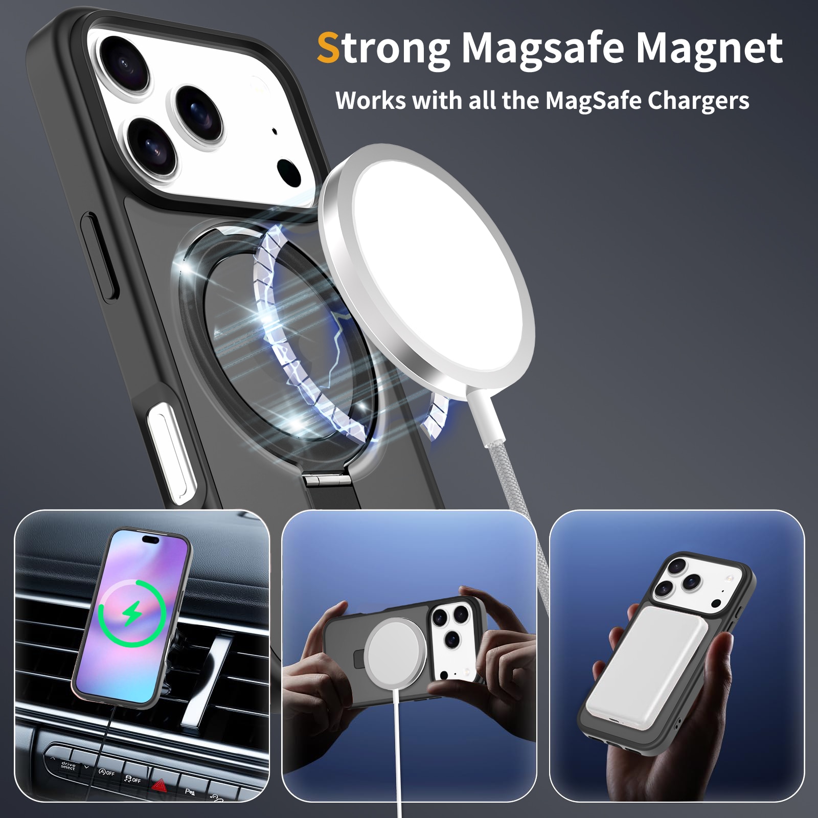 iPhone 17 Pro Max Hybrid-Hülle Magnetic Ring Schwarz
