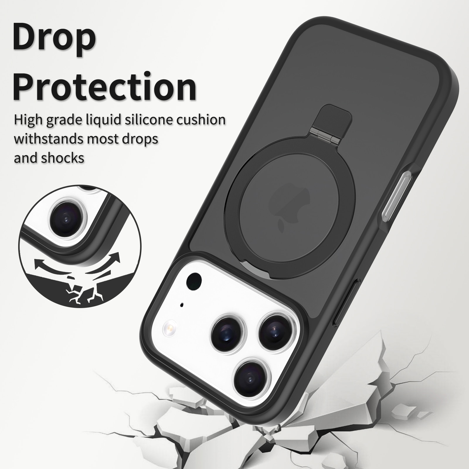 iPhone 17 Pro Max Hybrid-Hülle Magnetic Ring Schwarz