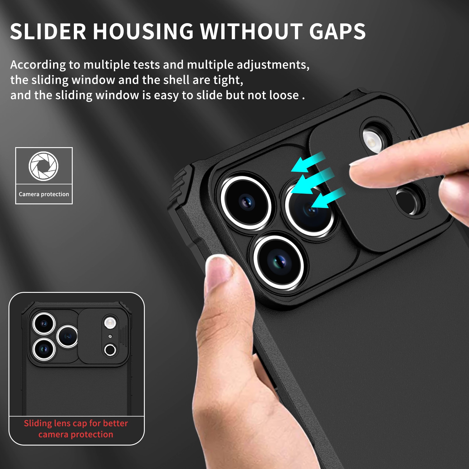 iPhone 17 Pro Max Kickstand Handyhülle mit Kameraabdeckung Schwarz