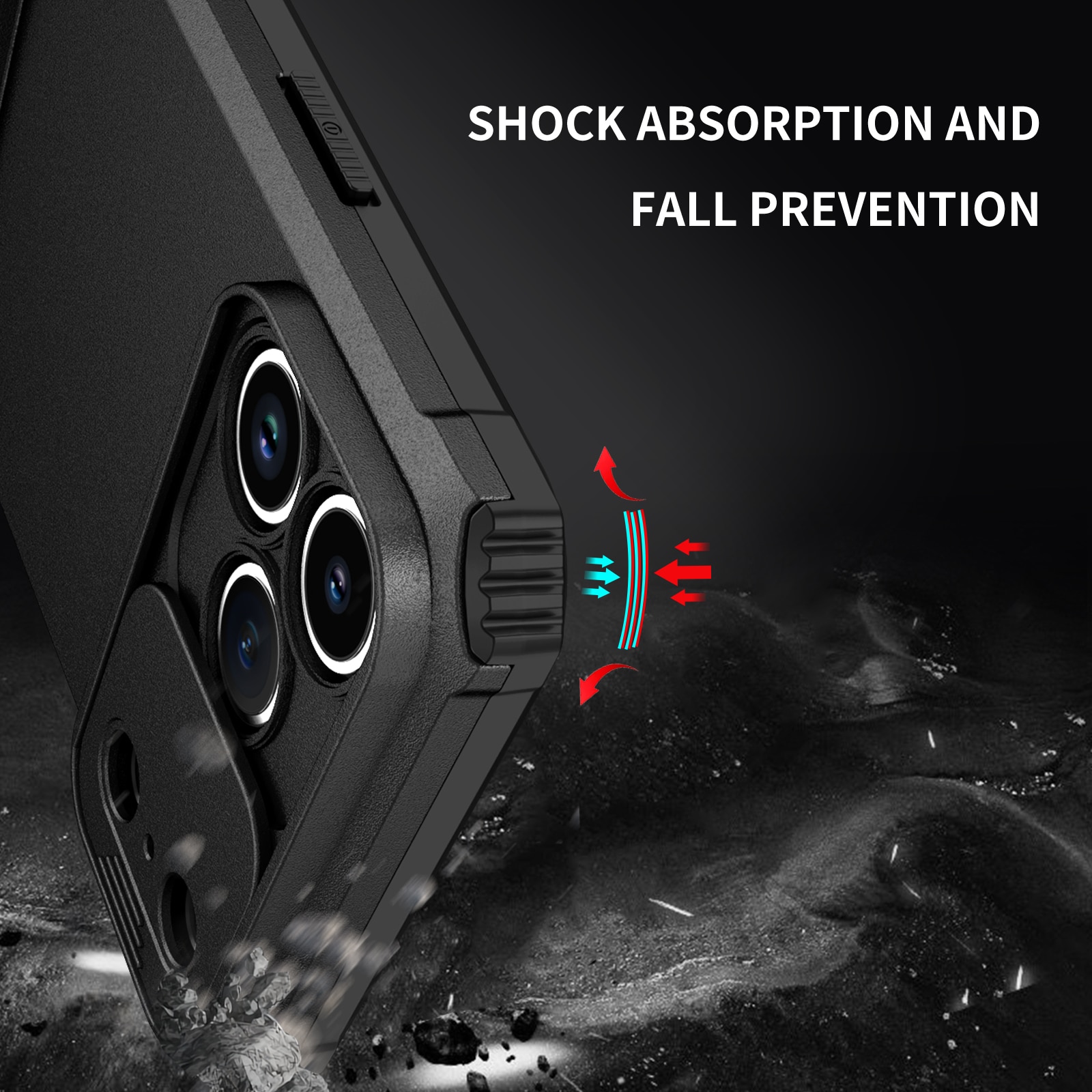 iPhone 17 Pro Max Kickstand Handyhülle mit Kameraabdeckung Schwarz