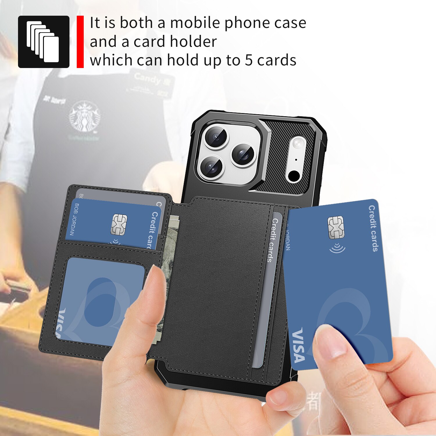 iPhone 17 Pro Tough Multi-slot Hülle Schwarz