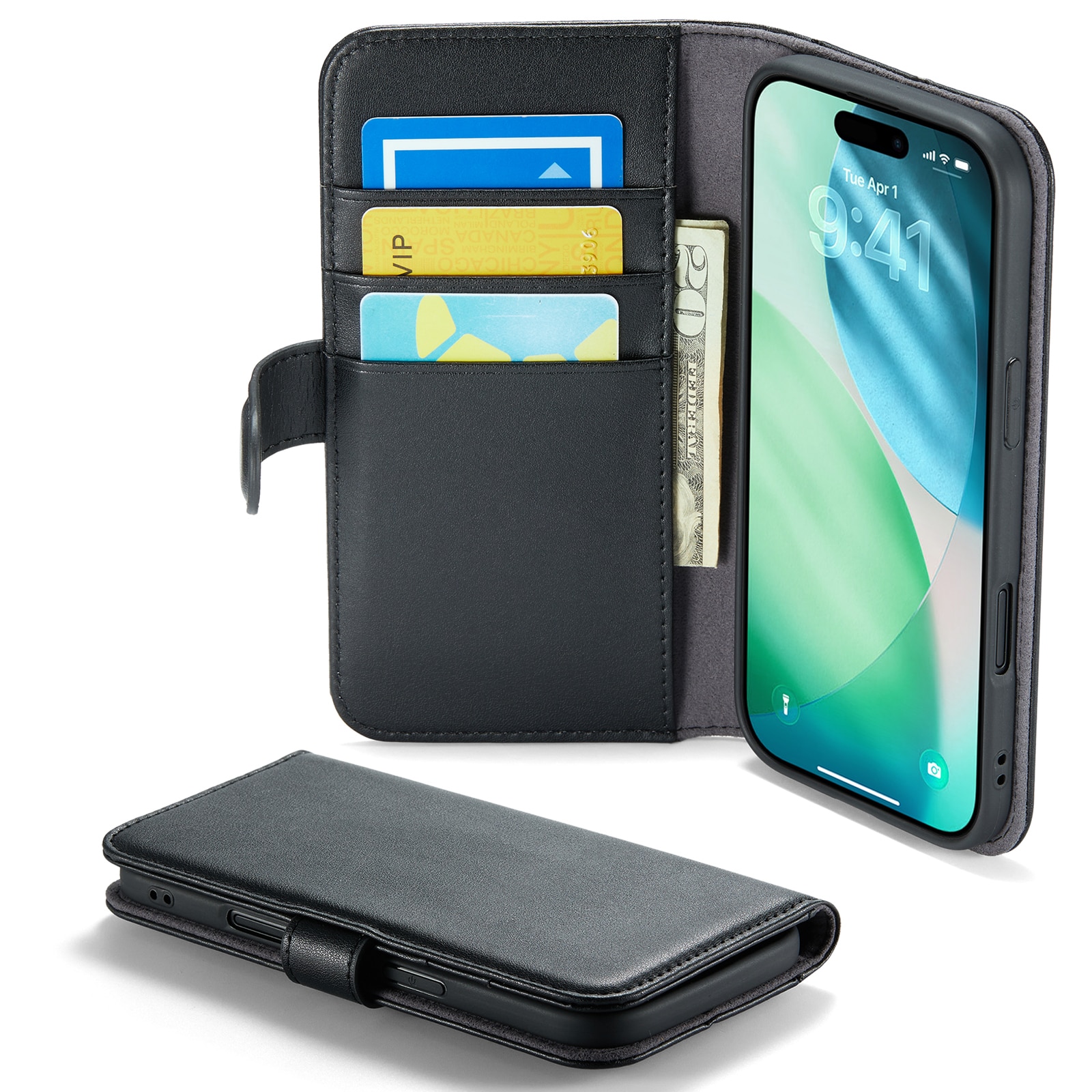 iPhone 17 Air Echtlederhülle Schwarz