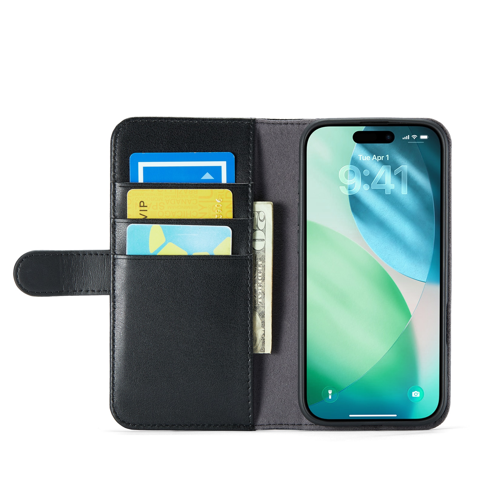 iPhone 17 Air Echtlederhülle Schwarz