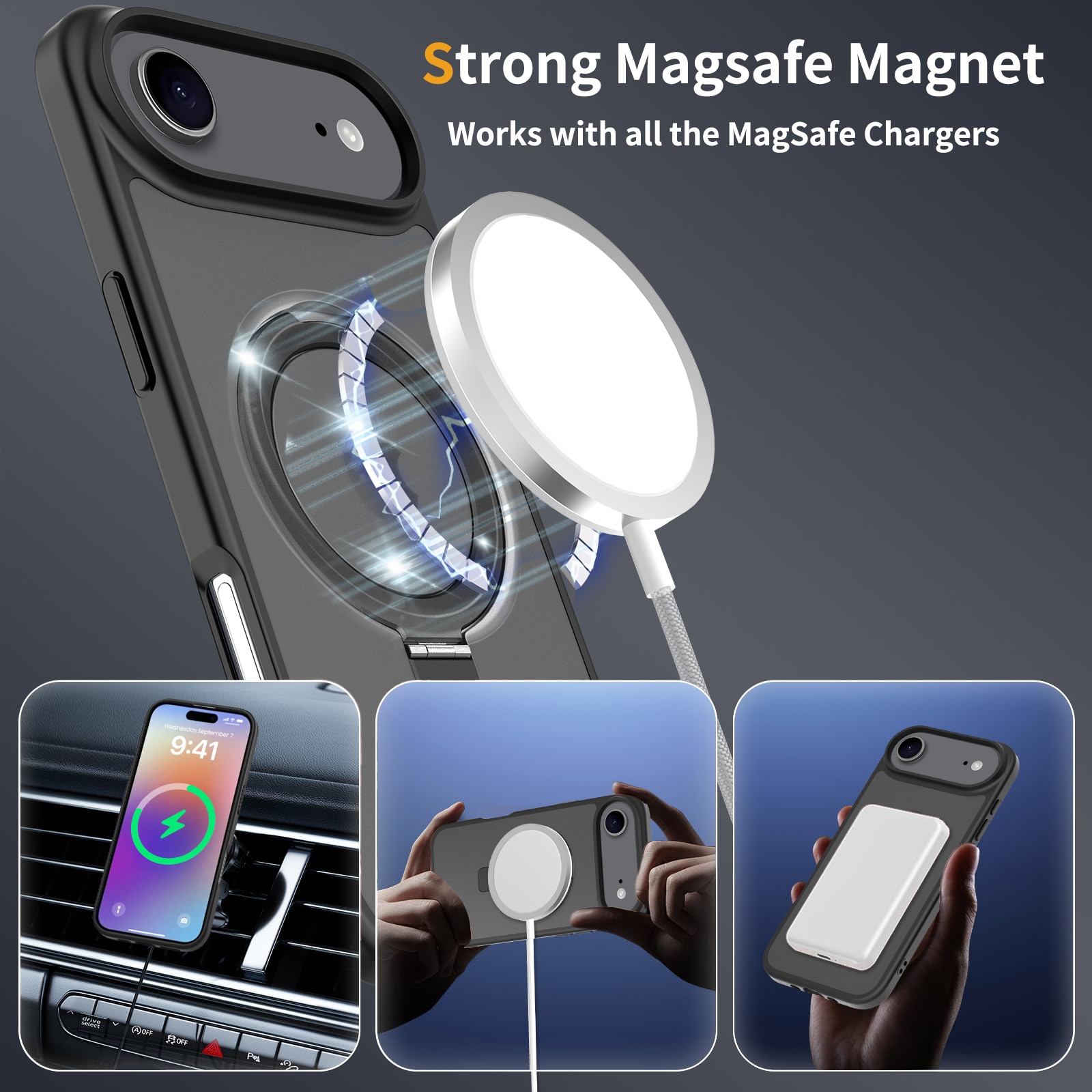 iPhone 17 Air Hybrid-Hülle Magnetic Ring Schwarz