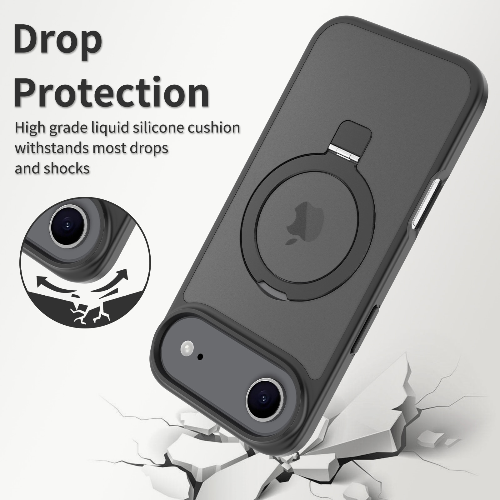 iPhone 17 Air Hybrid-Hülle Magnetic Ring Schwarz