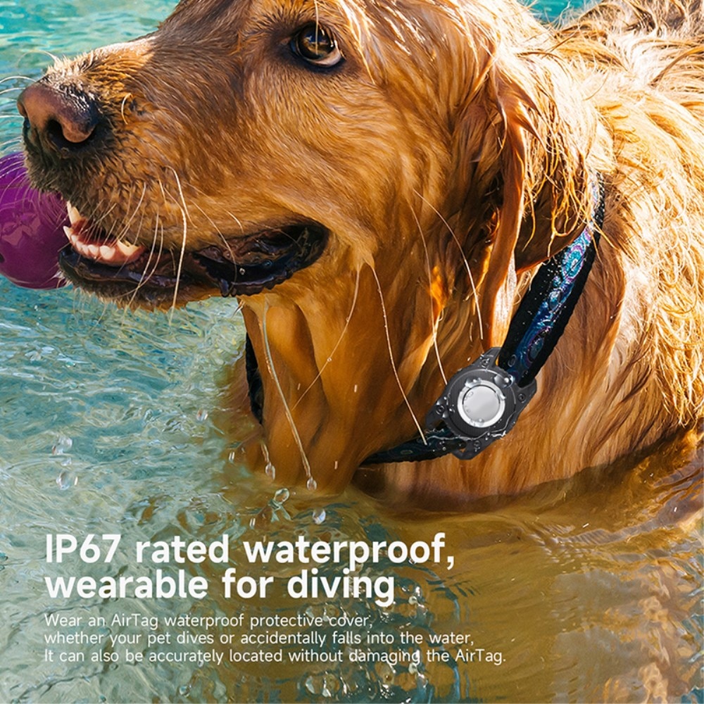 Wasserdichtes Apple-AirTag-Gehäuse für Hundehalsbänder schwarz