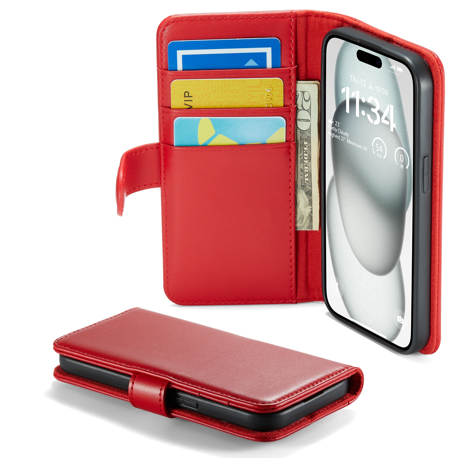 iPhone 13 Echtlederhülle Rot