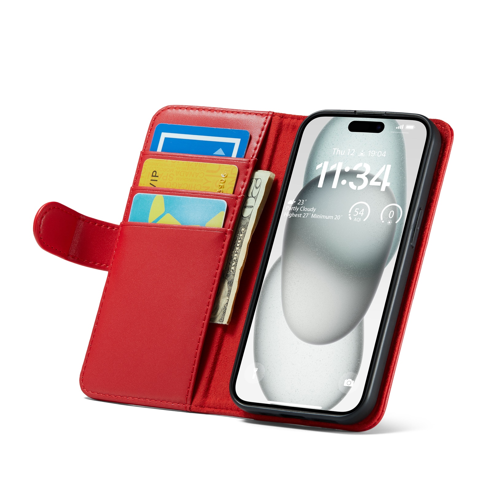 iPhone 13 Echtlederhülle Rot