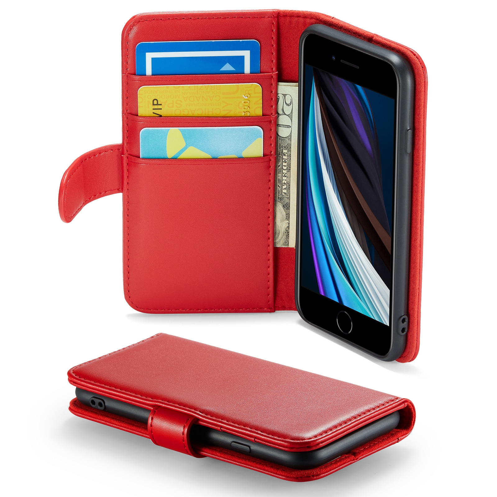 iPhone SE 2022 Echtlederhülle Rot