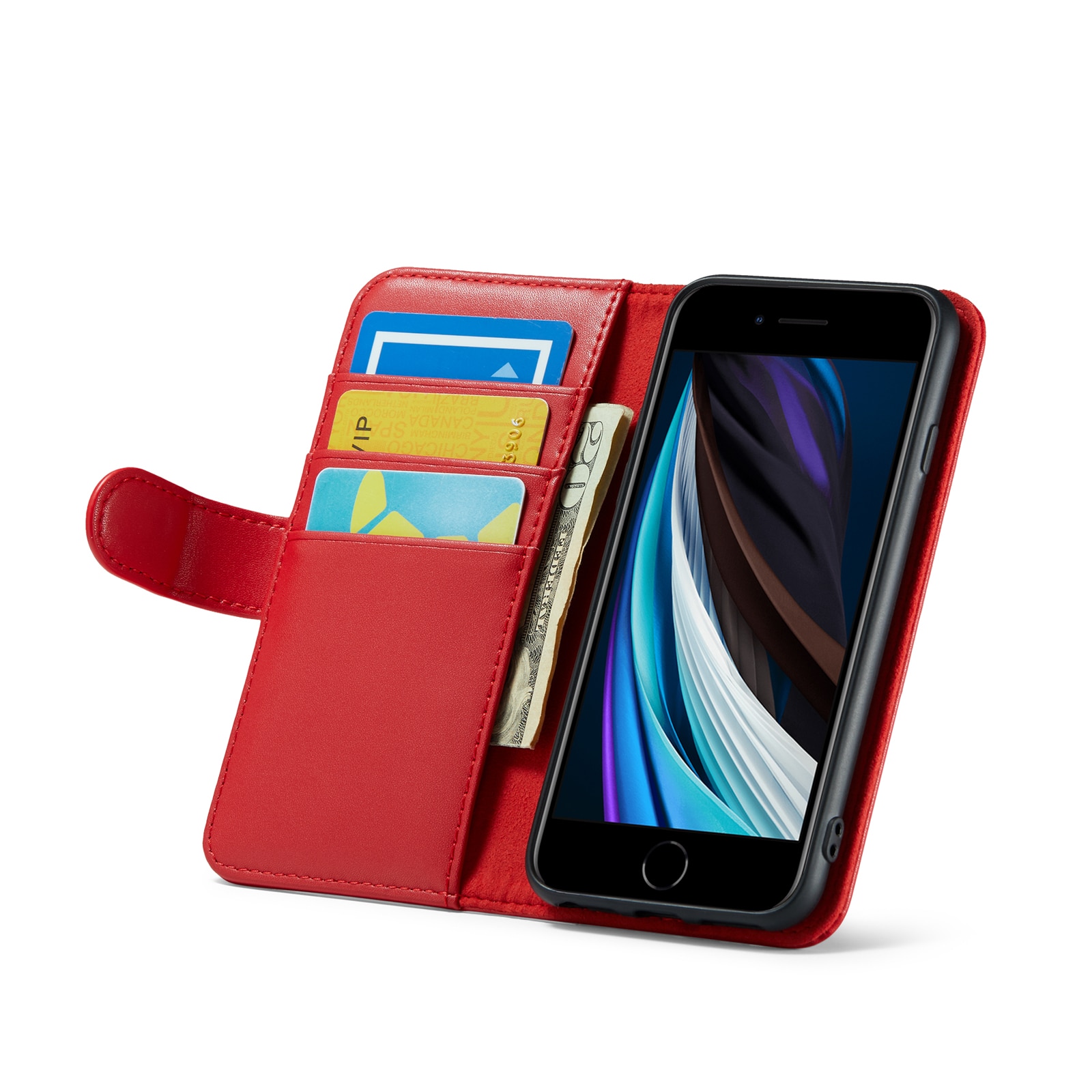 iPhone SE 2022 Echtlederhülle Rot