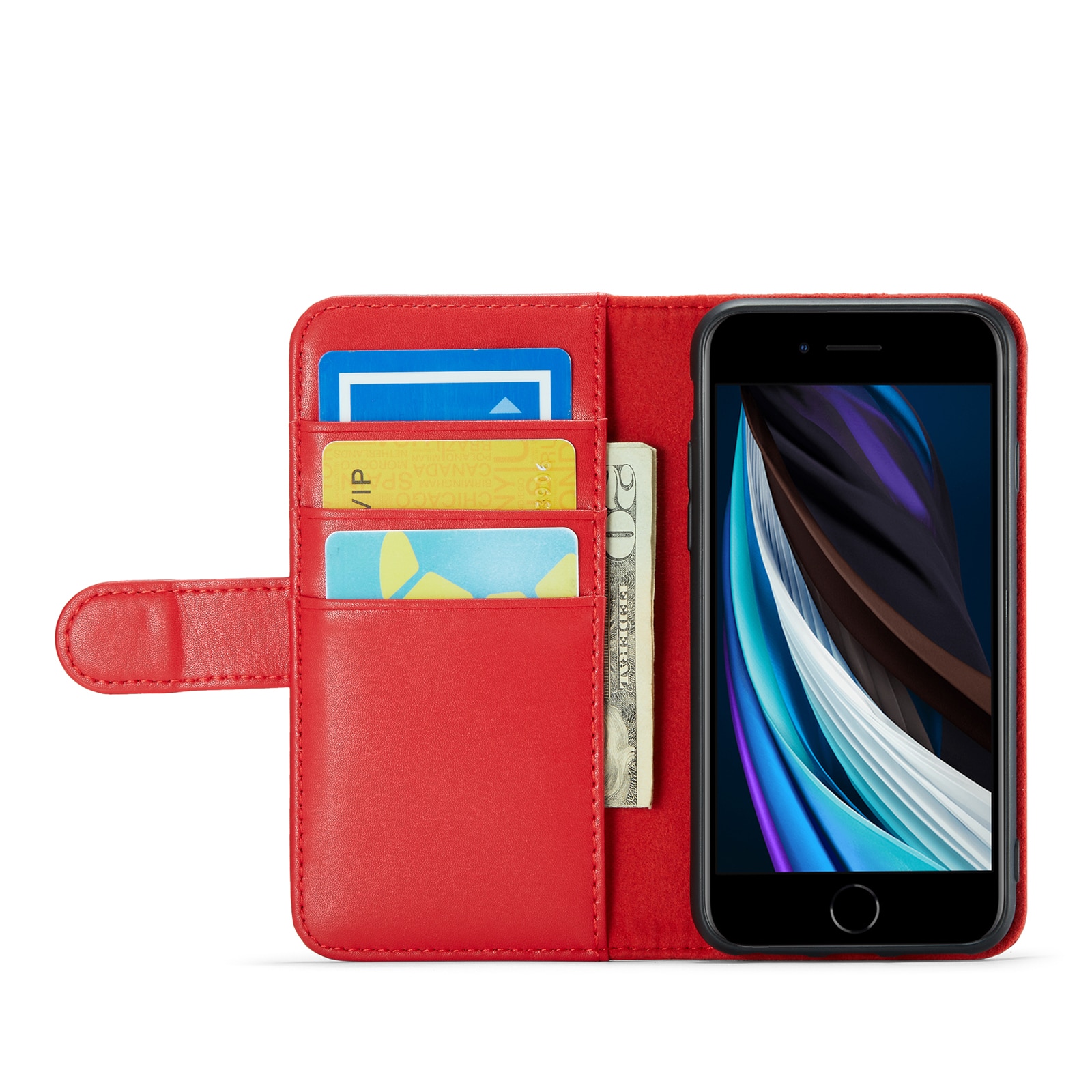 iPhone SE 2022 Echtlederhülle Rot