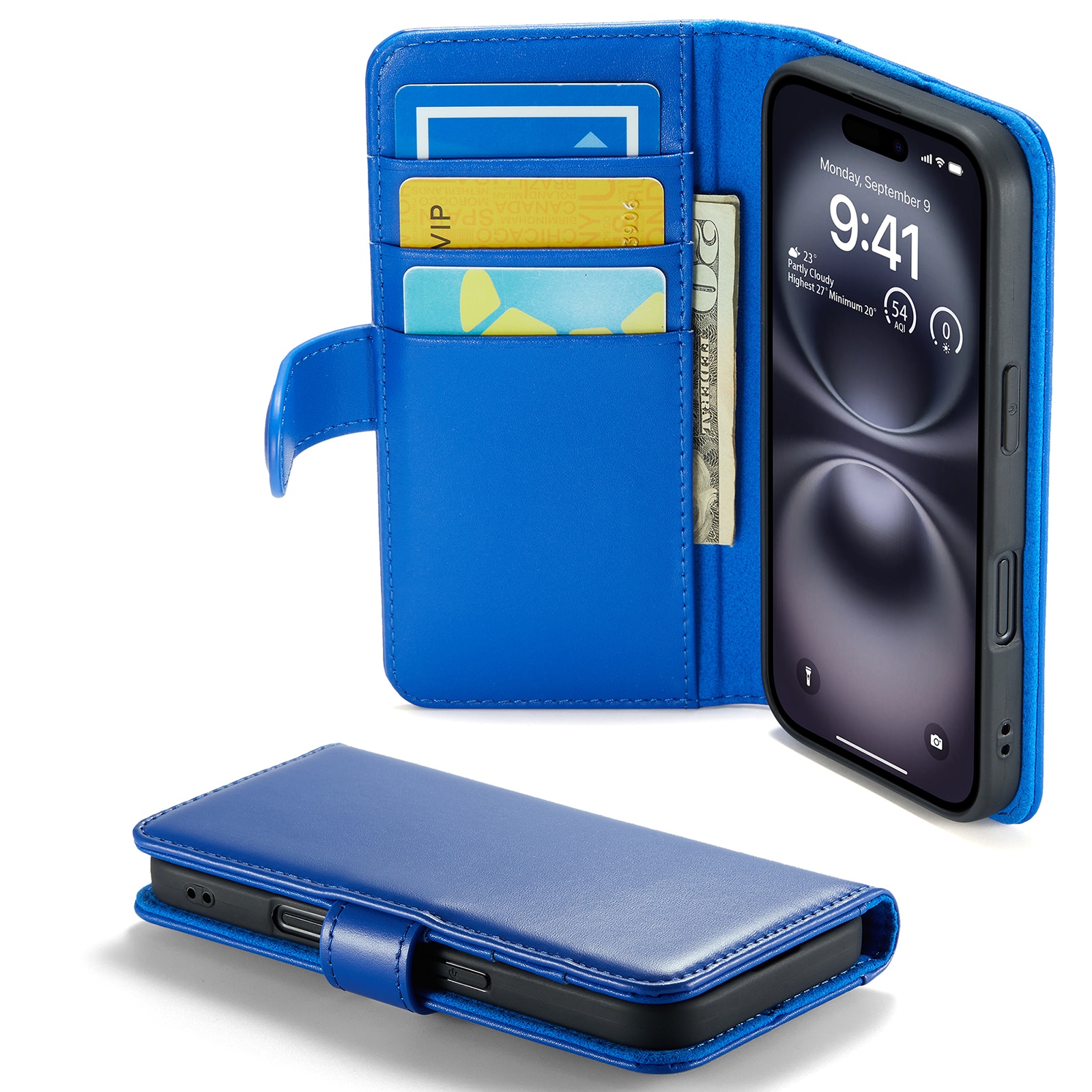 iPhone 16 Echtlederhülle Blau