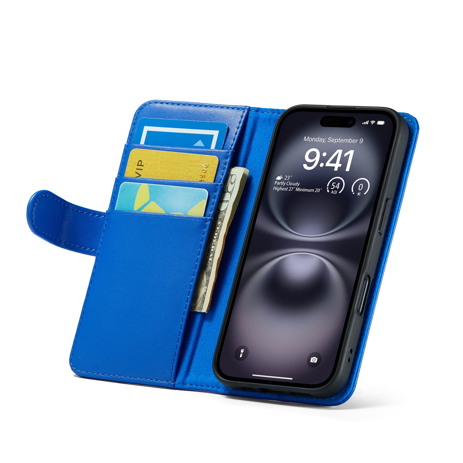 iPhone 16 Echtlederhülle Blau